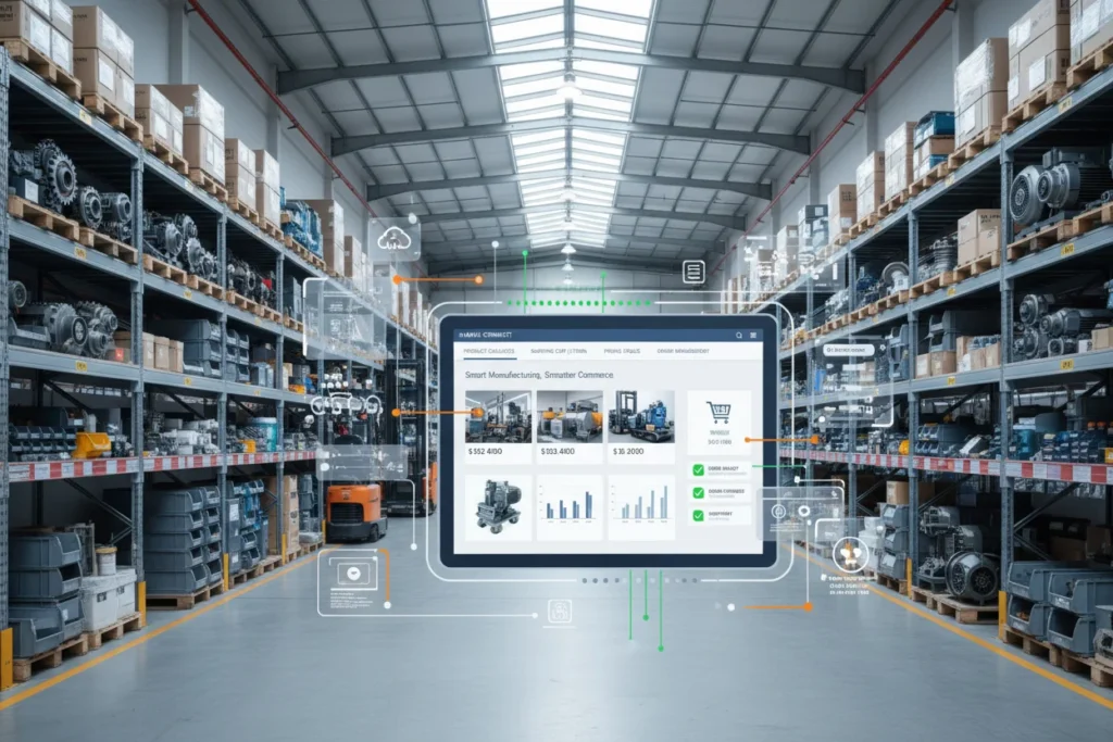 Connected manufacturing systems automating ecommerce, pricing, inventory and orders