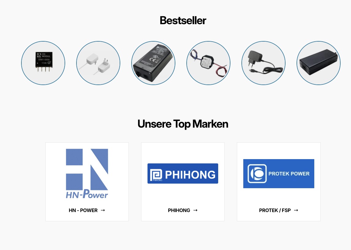 HN Electronic Shopify webshop bestsellers and top brands HN-Power, Phihong, and Protek/FSP